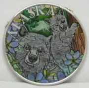 Amia Alaska Grizzly Bears Hand-Painted Glass Suncatcher, 4-1/2" 7406