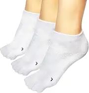 [ss soxsense] Cushion Running Toe Socks Athletic Five Finger Socks White Toe Socks Ankle for Men and Women (3Pairs)