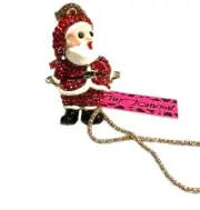 NWT Betsey Johnson Necklace red enamel Santa Clause jeweled Necklace