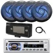 Pyle Bluetooth CD Radio, 4x 8" 320W Blue LED Speaker, Cover (Black), Antenna