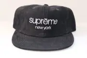 SUPREME SS16 SUEDE CLASSIC LOGO 6 Panel CAP BLACK BRAND NEW WITH TAG