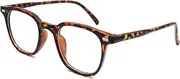 LJCZKA Blue Light Filter Glasses Square Women Men Glasses Without Prescription Small Glasses Frames Anti-Fatigue for PC, TV and Mobile Phone, leopard, 49 millimeters-25 millimeters-145 millimeters