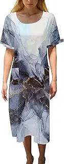 [Generic] Womens Nightdresses Short Sleeves - Vacation Dresses for Women - T-Shirt Dress Short Sleeve Casual Maxi Dress Plain Summer Dress Beach Dresses A-Line Dress Blouse Dress Party Dress Evening Dress