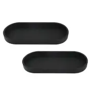 Set of 2 Bathroom Trays, Decorative Tray, Black Silicone Storage Tray, Small Tray for Washbasin, Bathtub (Oval)