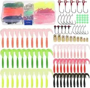 110-Piece Fishing Tackle Kit with Soft Tail Lures, Jig Hooks, Weights & in Portable Tackle Box