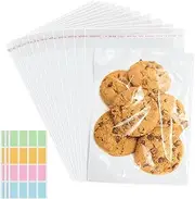 120Pcs Cellophane bags, 7x10 Inches Clear Cookie Bags,Self Sealing Cellophane Bags, Resealable Treat Bag for Fresh Cookies, Candy,Bread