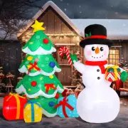 Syhood 2 Pcs 6 Ft Inflatable Snowman and Christmas Tree with LED Lights Xmas ...
