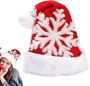 [Generic] Plush Christmas Hat,Unisex Snowflake Plush Holiday Red Hat - Christmas Gathering Snowflake Adults Hats for Men, Women, Adults, All Ages, Friends