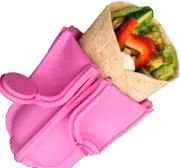 Pink Reusable Silicone Lunch Flatbread Wrap Holder Container Alternative to Bee