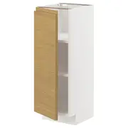 METOD base cabinet with shelves, white/Voxtorp oak effect, 30x37x80 cm