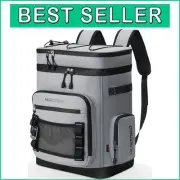 Stylish Gray Insulated Cooler Backpack with Extra Pockets for Food & Drinks