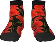 [JBYJBX] Poppy Flowers Print Adult Socks Womens Mens Workout Thermal Cozy All-Season Gift Holiday Articles Use