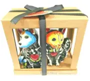 Blue Sky Clayworks Halloween Sugar Skull Dog Cat Salt Pepper Shakers Day of Dead