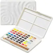 MEEDEN Watercolor Paint Set 48 Colors in Portable Box, Paint Kit with Brush, Palette and Art Supplies, Customizable Color Blocks, Travel Watercolor Set for Adult Teens Beginner Artist Professional