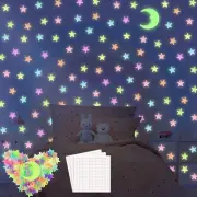 Glow in The Dark Star Stickers 200Pcs, 3D Glowing Stars with Moon, 6 Colors A...