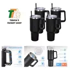 40 oz Tumbler with Handle and Straw, Stainless Steel Tumbler with Lid and Str...