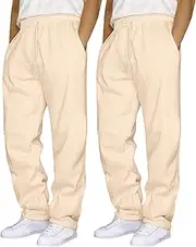 2 Pack Baggy Cargo Pants Men Casual Drawstring Waist Joggers Sweatpants Lightweight Loose Fit Multi Pockets Work Pants