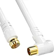 tunghey Right Angle RG6 Coax Cable, PAL to F-Type TV Cable Wire, High-Speed Internet, Broadband and Digital TV Aerial, Antenna Wire for TV DVD VCR Sky Virgin and More (3m)