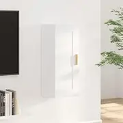 Wall Cabinet White 35x34x90 cm, Engineered Wood Storage Shelf, 60 kg Capacity, Versatile Wall-Mounted Cabinet for Living Room, Bedroom, or Kitchen