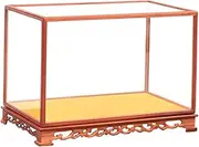ULDIGI Display Cabinet Glass Showcase for Collectibles 17x12x12 with Redwood Base Antiquities Storage Box