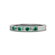 TriJewels Emerald & Diamond 8 Stone Wedding Band 3/8 ctw 14K Gold JP:101900