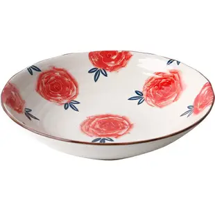 北歐風ins玫瑰花復古餐碟盤子碎花餐具早餐水果陶瓷盤碗碟套裝
