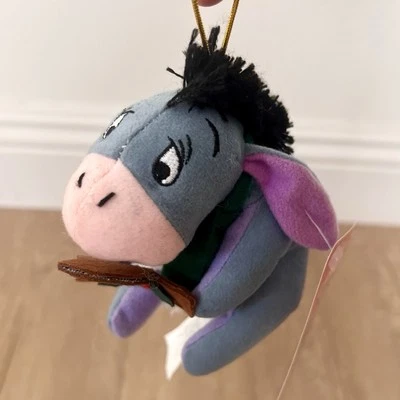 Year 2000 Disney Candy Cane Collection Eeyore Plush Toy Christmas Ornament NWT