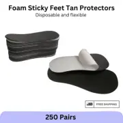250 Pairs Sticky Feet - Black Foam Flexible Spray Tanning Stain Protectors