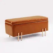 La Bella 97cm Brown Storage Ottoman Bench Seat Chest Couch Stool PU Leather