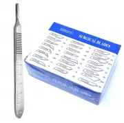 100 Sterile Surgical Blades #11 w/ Reusable Scalpel Handle #3 Medical ENT Dental