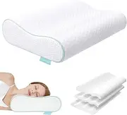 Releep Adjustable Contour Travel Pillow 15.7’’L x 11.0’’W, Memory Foam Pillow with 4 Height Options, Portable Washable Pillow for Neck Pain Relief, Airplane, Hiking & Backpacking (No Storage Bag)