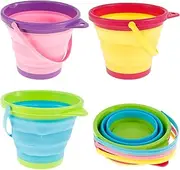 3 Pcs Collapsible Bucket,Foldable Sand Bucket,Collapsible Beach Bucket Set,Foldable Beach Bucket,Toy Buckets,Kids Beach Bucket for Toddlers Kids Boys Girls