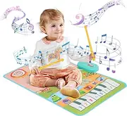 KICHOUSE Drum Mat for Educational Musical Piano Floor Mat Engaging Animal Design Comfortable Activity for Early Learning and Play