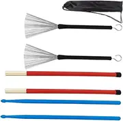 JEWEDECO 1 Set Professional Drum Brush Kit with Drumsticks and Storage Bag for Beginners and Advanced Drummers Lightweight and Portable Percussion Accessory Set