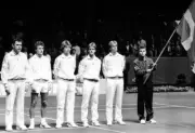 Hans Olsson, Mats Wilander, Joakim Nystrom, Anders Jarryd and Ste - Old Photo