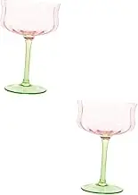 SHOWERORO 2pcs Gradient Glass Goblet Decorative Cocktail Wine Cup with Faceted Design Vintage Barware for Parties and Events Unique Tactile Experience for Entertaining