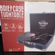 Hard Rock Casino AC Briefcase Turntable W/ Built In Speakers Bluetooth NIB