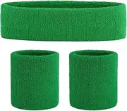 [Proxima Direct] Sweatbands Set, Including 1 Sports Headband +2 Wrist Sweatbands Sweat Band for Women Men Girls Boys, Super Comfy Sports Sweatband for Gym Workout Yoga Soccer Boxing Tennis