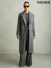 Reiss Grey Amalia Wool-Blend Longline Coat (AB2453) | $810