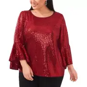 Vince Camuto Metallic Knit Flutter Sleeve Top