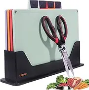 EZTICO 4-Piece Non-Toxic Cutting Board Set with Premium Scissors – BPA-Free Plastic and Rubber Chopping Boards for Kitchen Essentials with Organizer, Dishwasher Safe Accessories Holder.