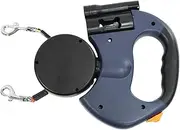 Retractable Double Dog Lead With Light - No Tangles for Walking 2 Dogs Outdoors, Travel, Running, Hiking