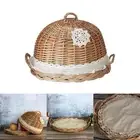 Food Dome Lid and Serving Tray Rattan Wicker Woven Handmade Brown Home Decor