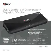 4K UHD Docking Station USB3.2 Gen1 by CLUB 3D CSV-3103D Dual Display
