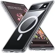 FNDMIL [NO.1 Magnetic for Google Pixel 6 Case with MagSafe [Anti-Yellowing][Slim Fit][Military Grade Drop Tested] Transparent Slim Case Soft Silicone Bumper for Google Pixel 6 Phone Case,Clear