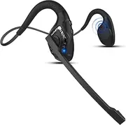 iDIGMALL Latest Bluetooth 5.2 Headset w/ CVC8.0 Noise Cancel Mic Boom, Open-Ear Air Conduction Wireless Stereo Headphones, All Day Comfortable Fit for Office Riding Driving Running Student Learning