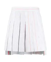 Thom Browne Funmix Striped Oxford 4-Bar Mini Pleated Skirt IT34,IT36 White