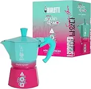 Bialetti - Moka Express: Squid Game© Collection: Iconic Stovetop Espresso Maker, Makes Real Italian Coffee, Moka Pot 3 Cup (130ml), Aluminium, Pink and Teal