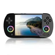 RG40XX H Retro Game Console, 4.0 Inch IPS Screen with 16 Colors RGB Colorful Light Control Joystick, Built-in 64GB, Support TV Output Game Console (Black)