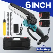6" Mini Electric Chainsaw Cordless Battery Rechargeable Wood Cutter Chain Saws